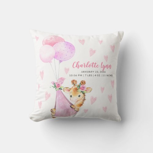Special Delivery Giraffe Baby Shower Throw Pillow
