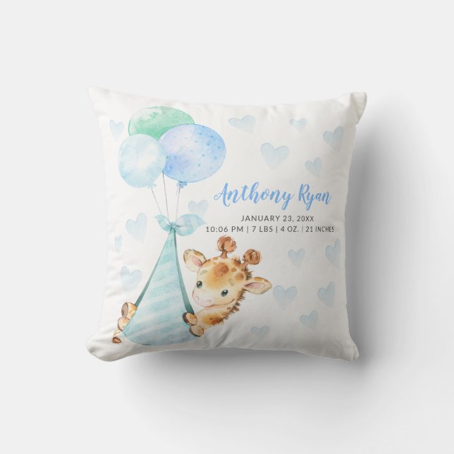 Special Delivery Giraffe Baby Shower Throw Pillow (Front)