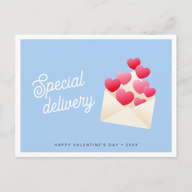 Special delivery Hearts Envelope Valentine's Day Postcard (Front)