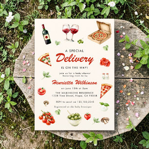  Special delivery Italian Food Baby Shower Invite
