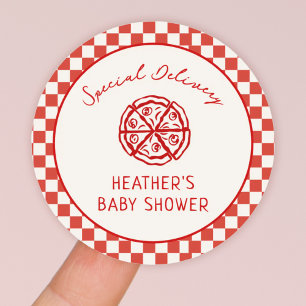 Special Delivery Italian Pizza Baby Shower Favor Classic Round Sticker