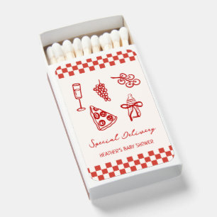 Special Delivery Italian Pizza Baby Shower Favors Matchboxes