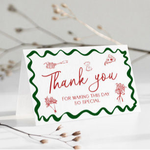 Special Delivery Italian Pizza Baby Shower Letterpress Thank You Card