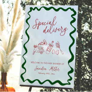 Special Delivery Italian Pizza Baby Shower Welcome Foam Board