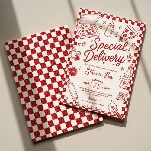 Special Delivery: Italian Pizza Theme Baby Shower Invitation
