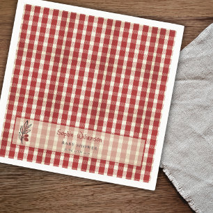 Special Delivery Italian Red Plaid Baby Shower  Napkins