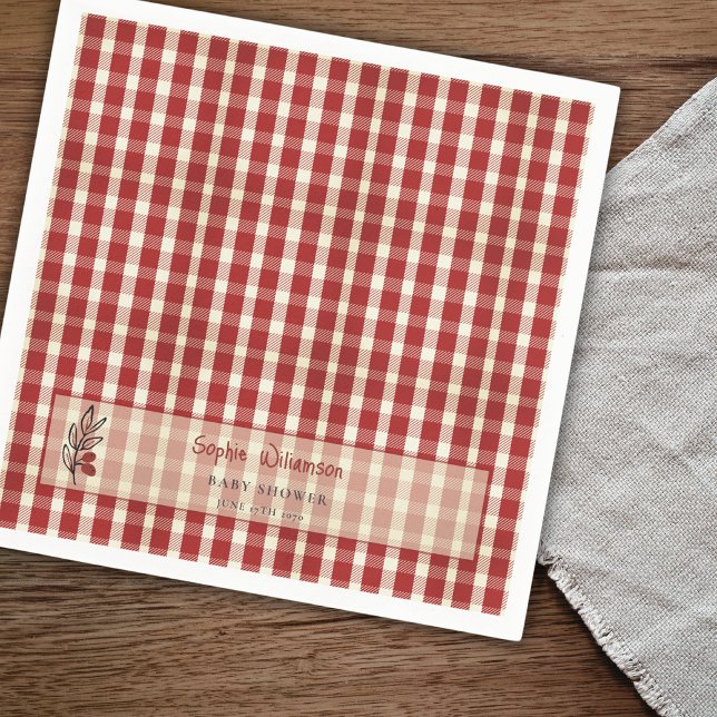 Special Delivery Italian Red Plaid Baby Shower  Napkins (Creator Uploaded)