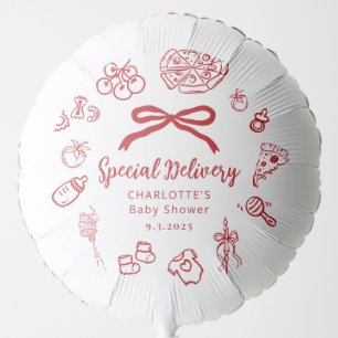 Special Delivery Italian Whimsical Bow Baby Shower Balloon