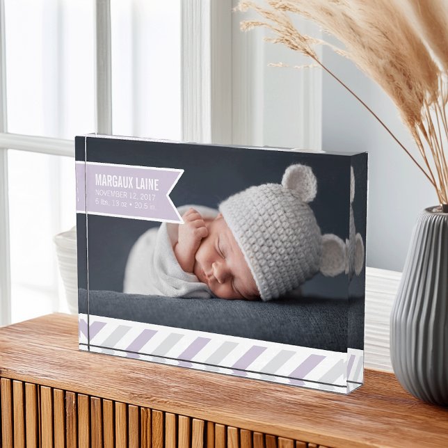 Special Delivery Lavender | Baby Birth Stats & Photo Block (Creator Uploaded)