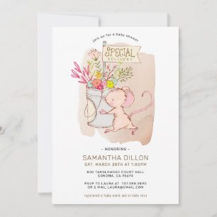 Special Delivery Little Mouse Baby Shower Invitation