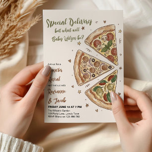 Special Delivery Little Slice Pizza Gender Reveal Invitation