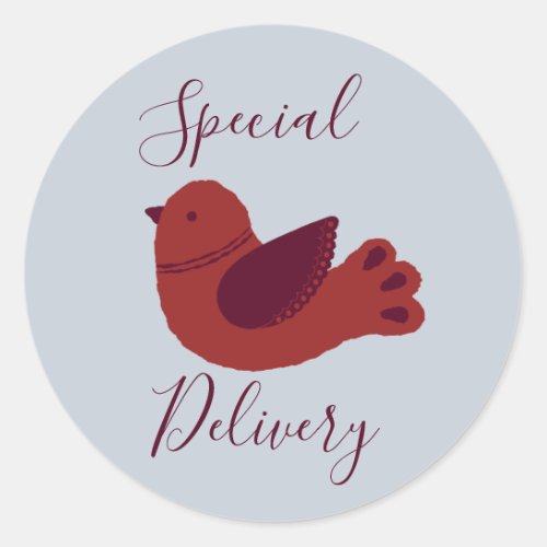 Special Delivery _ Modern Minimalist Blue Red Classic Round Sticker
