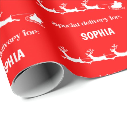Special Delivery Modern Red and White Christmas Wrapping Paper