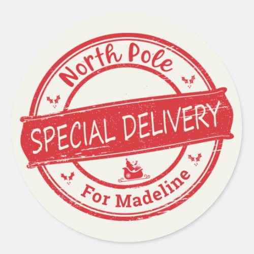 Special Delivery North Pole  Classic Round Sticker