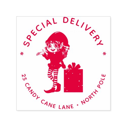 Special Delivery North Pole Elf Christmas Gift Self_inking Stamp