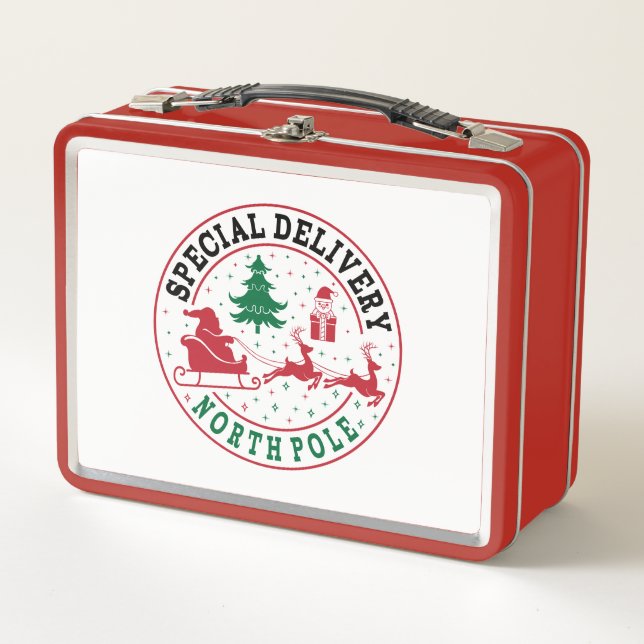 Special Delivery North Pole Metal Lunch Box (Front)
