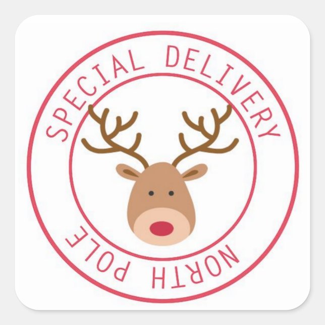Special Delivery North Pole Reindeer Stickers (Front)
