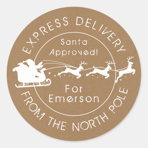 Special Delivery North Pole Santa Approved Classic Round Sticker