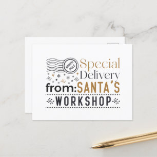 Special delivery North Pole Santa's workshop  Holiday Postcard