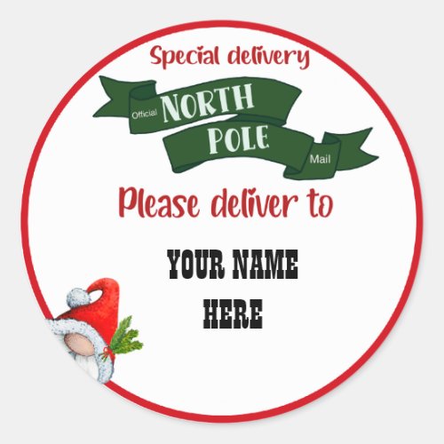 Special delivery NORTH POLE sticker