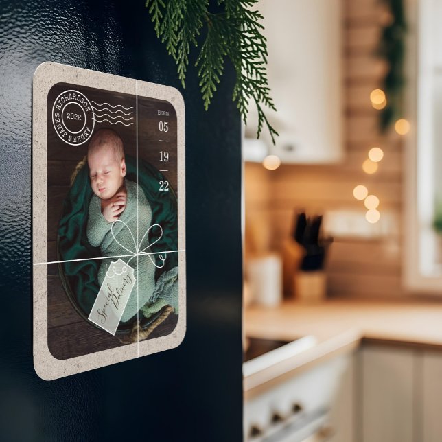 Special Delivery Parcel Baby Birth Stats & Photo Magnet (Special Delivery Parcel Baby Birth Stats & Photo Magnet)