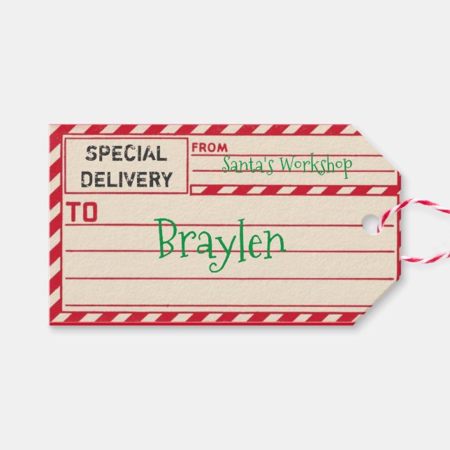 Special Delivery Personalized Gift Tag (Front (Horizontal))