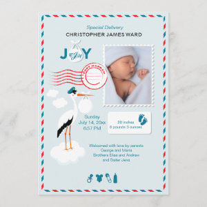 Special Delivery Photo Birth Announcement