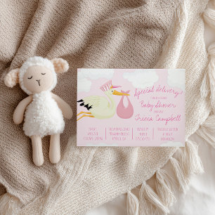 Special Delivery!  Pink Stork Baby Shower Invitation