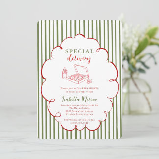 Special Delivery Pizza All in One Baby Shower In Invitation