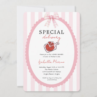 Special Delivery Pizza All in One  Baby Shower  Invitation