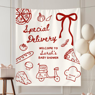 Special Delivery Pizza Baby Shower Backdrop, Pizza