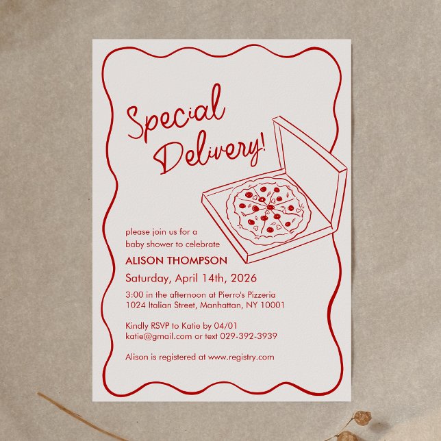 Special Delivery Pizza Baby Shower Invitation (Creator Uploaded)