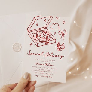 Special Delivery Pizza Baby Shower Invitation