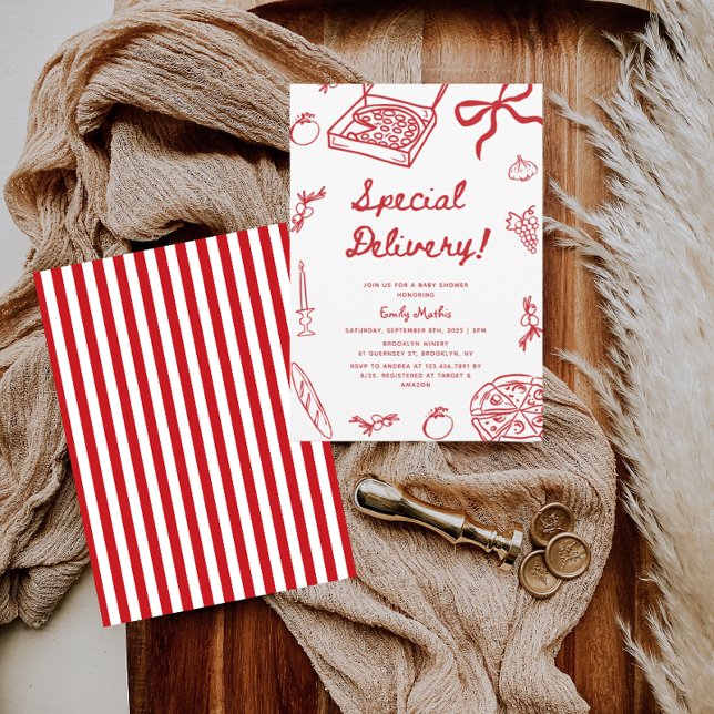 Special Delivery Pizza Baby Shower  Invitation (Creator Uploaded)