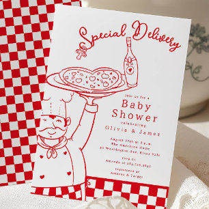 Special Delivery Pizza Baby Shower Invite