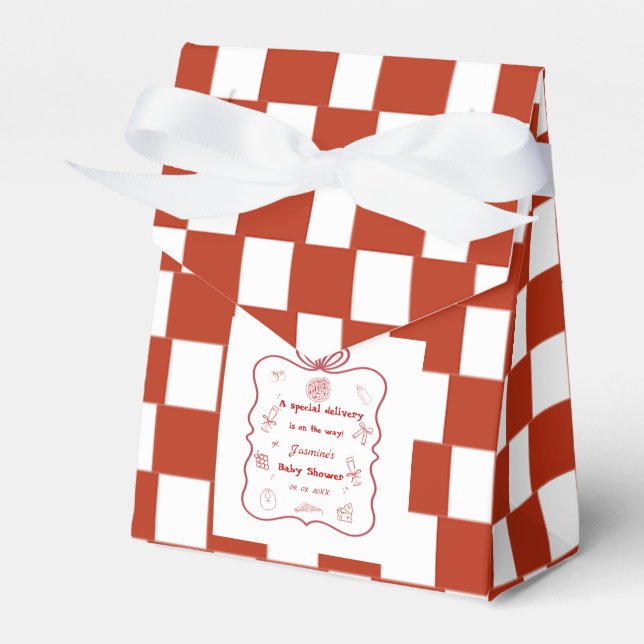 Special Delivery Pizza Baby Shower Party Favor Boxes (Front Side)