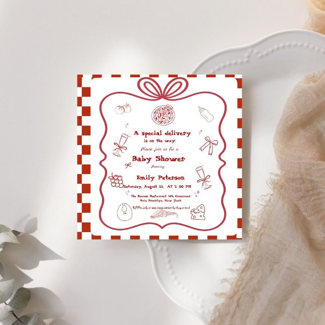 Special Delivery Pizza Baby Shower Party Invitation (Creator Uploaded)