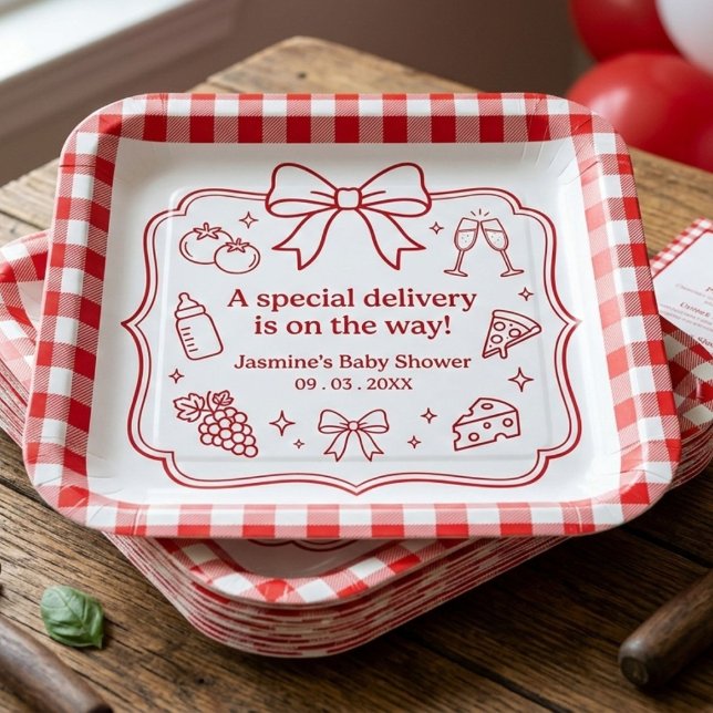 Special Delivery Pizza Baby Shower Party Paper Plates (Creator Uploaded)