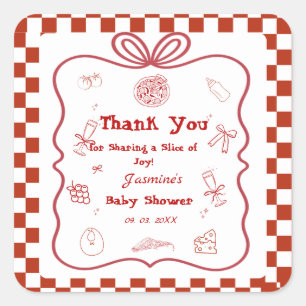 Special Delivery Pizza Baby Shower Party Square Sticker