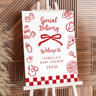 Special Delivery Pizza Baby Shower Welcome Foam Board