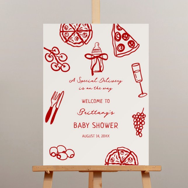 Special Delivery Pizza Baby Shower Welcome Sign (Creator Uploaded)