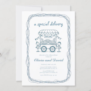 Special Delivery Pizza doodle baby shower girl boy Invitation