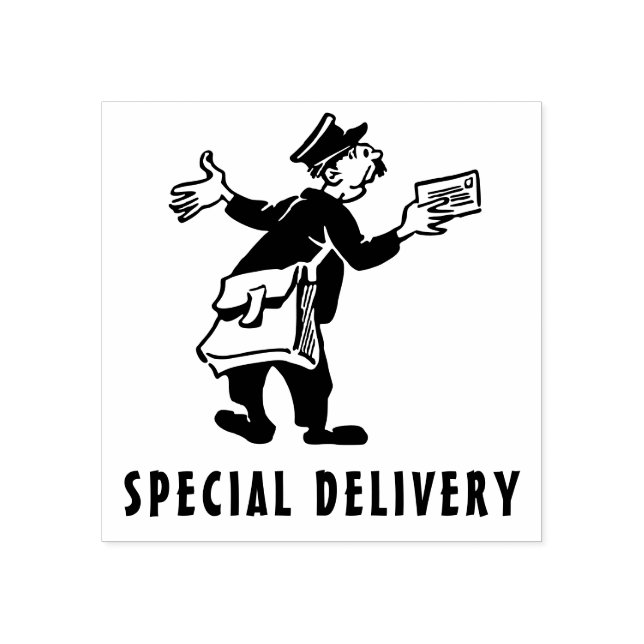 special delivery Post Man Rubber Stamp (Imprint)