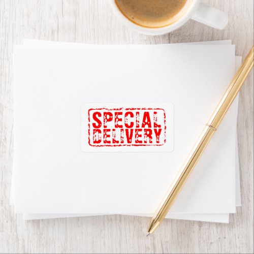 Special Delivery red rubber postal stamp labels