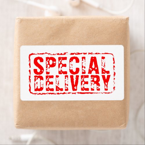 Special Delivery red rubber postal stamp shipping Label