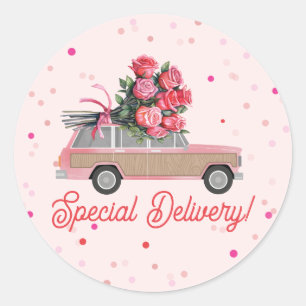 Special Delivery Roses SUV Valentine's Classic Round Sticker