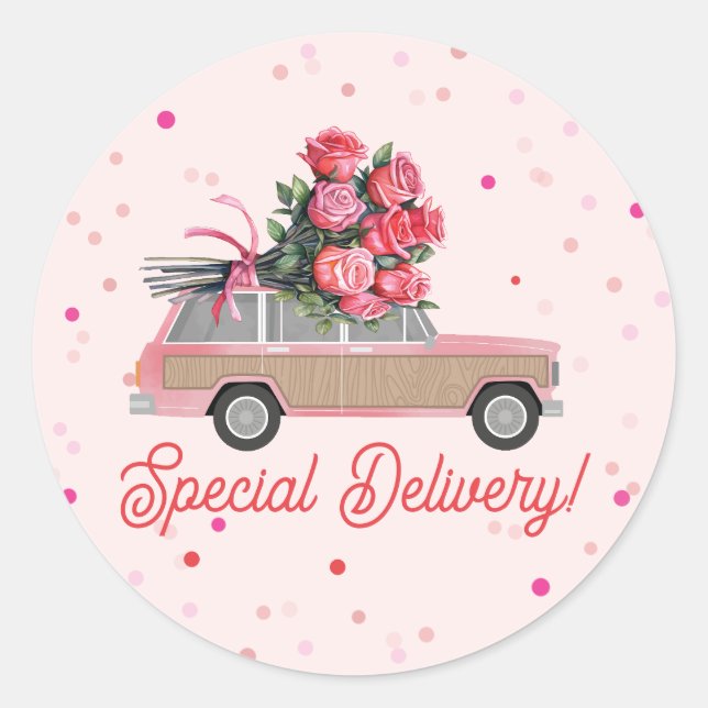 Special Delivery Roses SUV Valentine's Classic Round Sticker (Front)