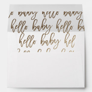 Special delivery script hello baby gold envelope