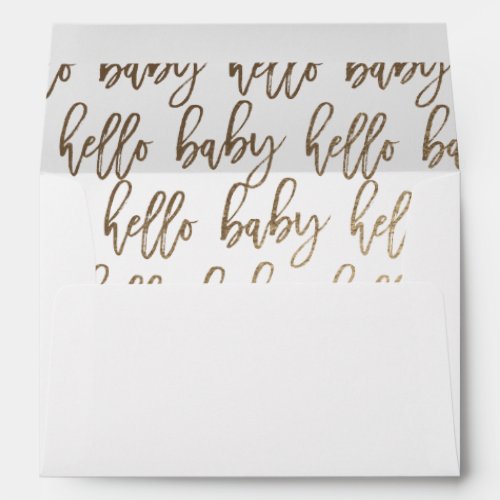 Special delivery script hello baby gold envelope