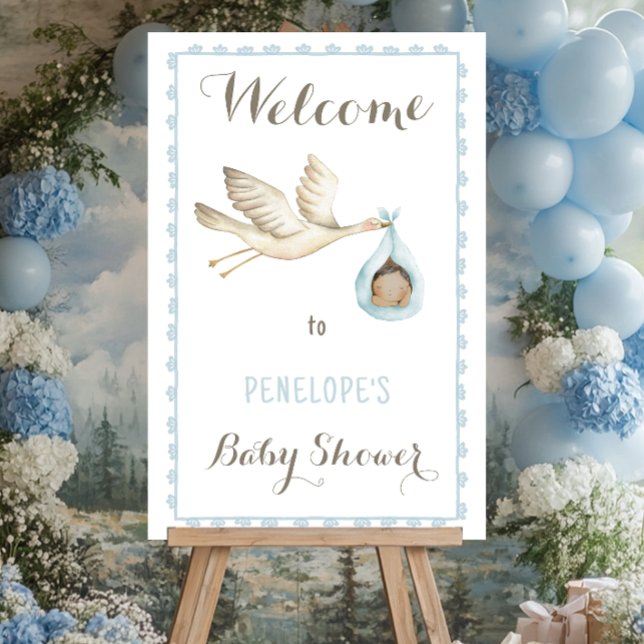 Special Delivery Stork Baby Boy Shower Welcome Foam Board (Creator Uploaded)